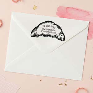 Croissant Return Address Stamp – stamped impression lifestyle photo