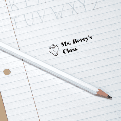 Strawberry Custom 2 Line Teacher Stamp - alternate view