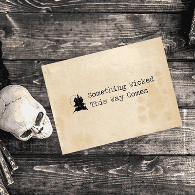 Something Wicked Haunted House Halloween Rubber Stamp - alternate view