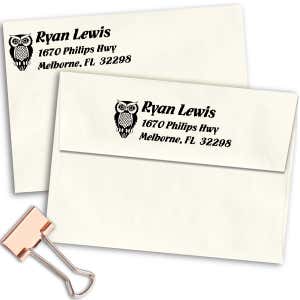 Owl Return Address Stamp Imprint Example