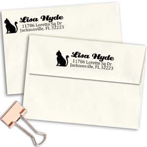 Sitting Cat Return Address Stamp Imprint Example