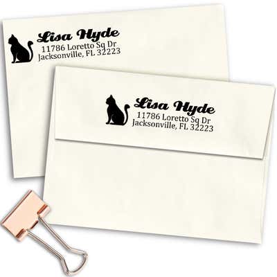Sitting Cat Return Address Stamp - alternate view