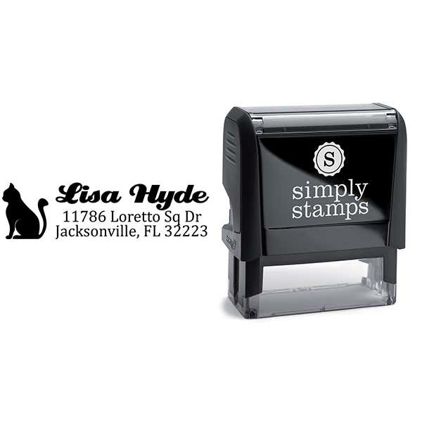 Sitting Cat Return Address Stamp Body and Design