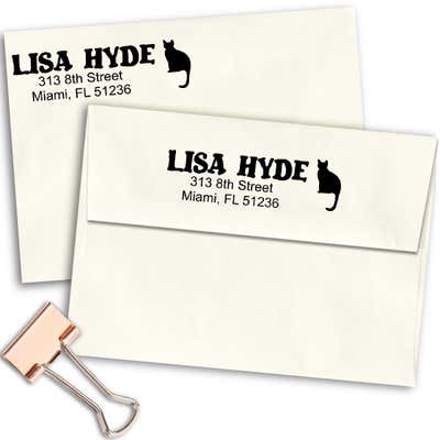 Posing Cat Return Address Stamp - alternate view