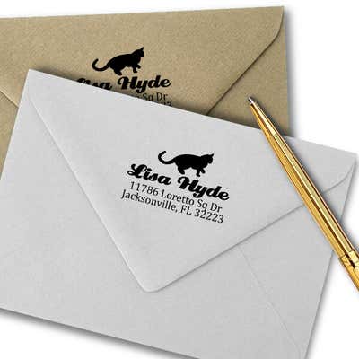 Pouncing Cat Return Address Stamp - alternate view