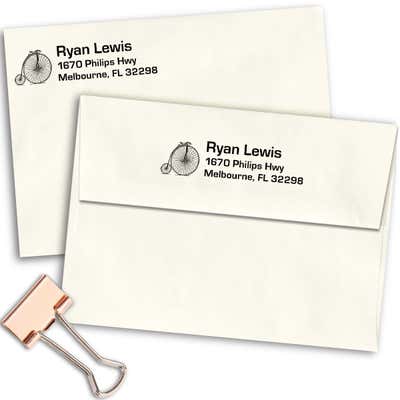 High Wheel Bicycle Return Address Stamp - alternate view