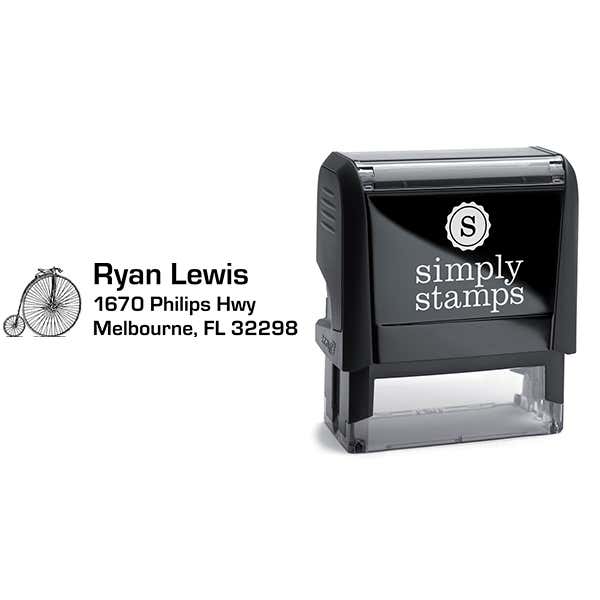 High Wheel Bicycle Return Address Stamp Body and Design