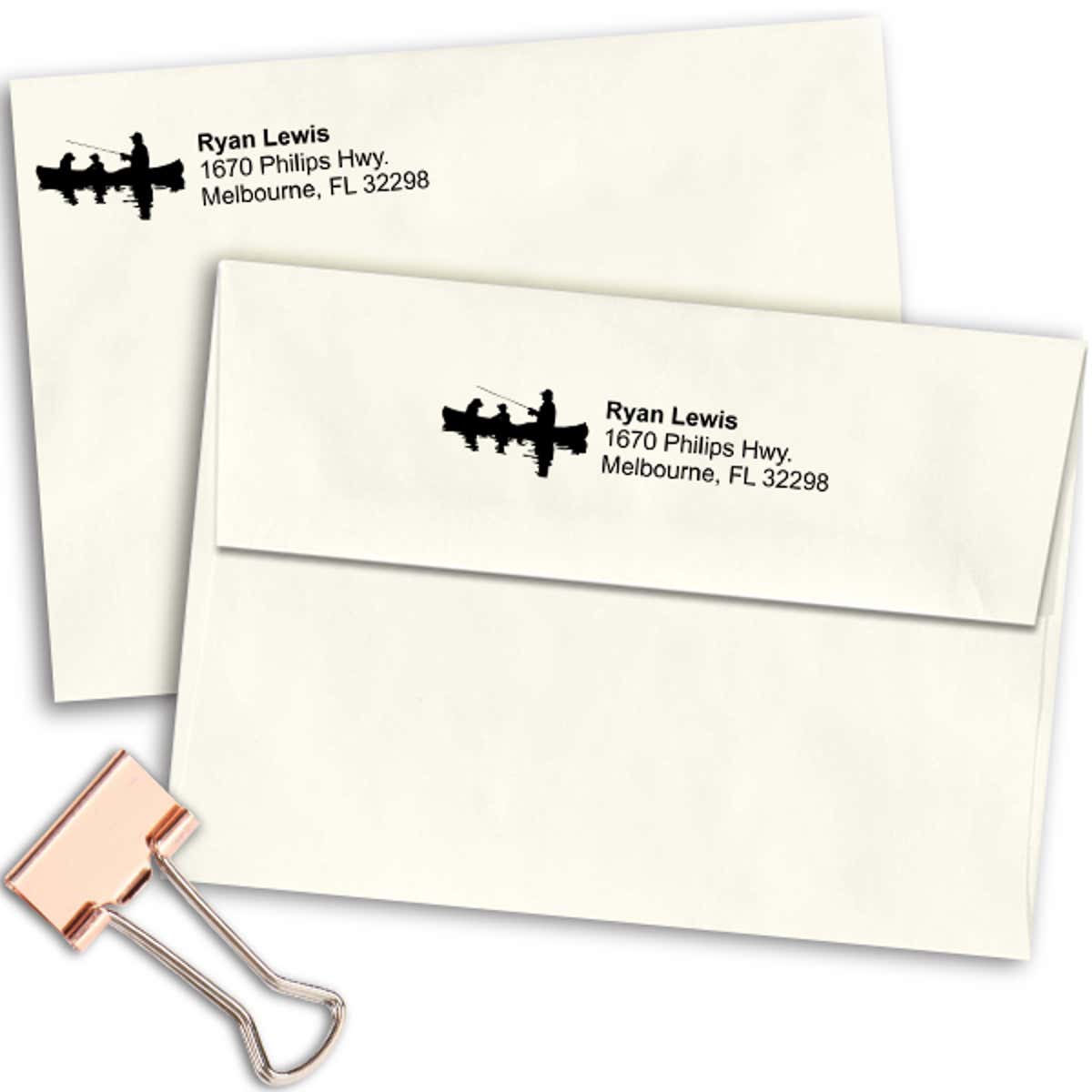 Jon Boat Fishing Return Address Stamp Imprint Example