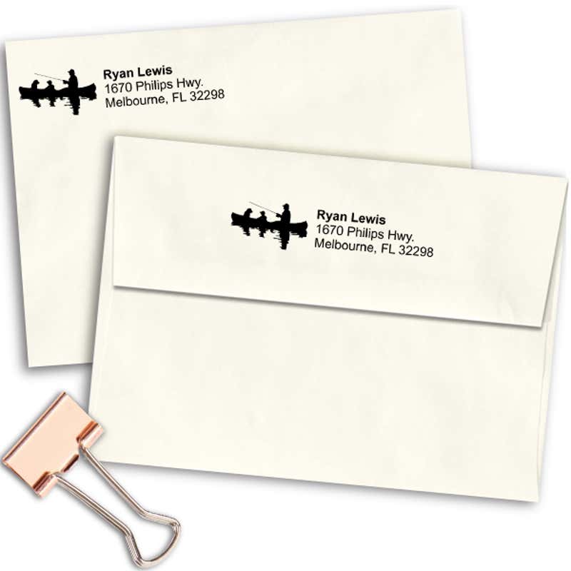 Jon Boat Fishing Return Address Stamp Imprint Example