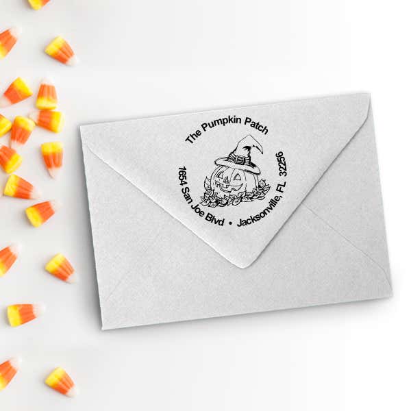 Witch Hat Pumpkin Patch Rubber Stamp Imprint Example