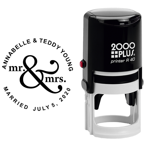 Mr & Mrs Save The Date Rubber Stamp Body and Design
