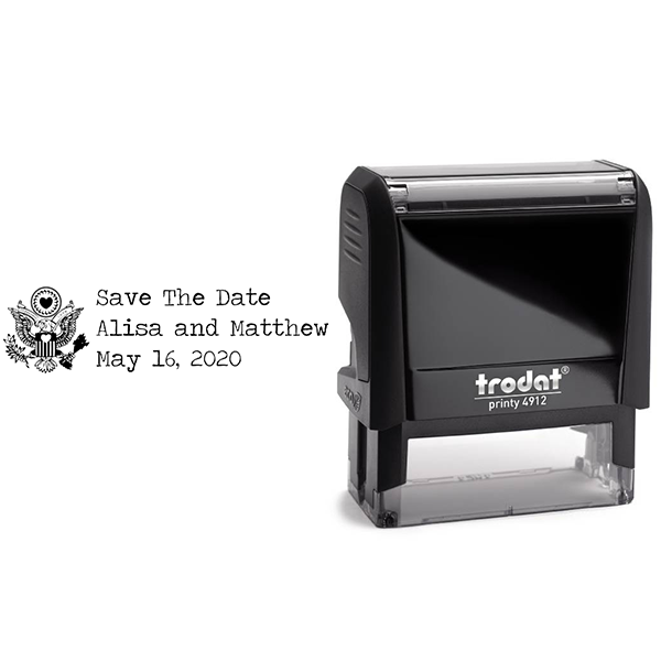 Eagle Heart Crest Save The Date Rubber Stamp Body and Design
