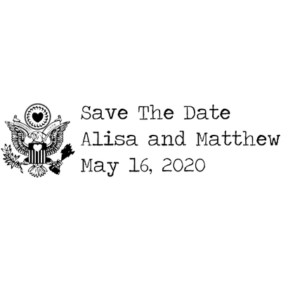 Eagle Heart Crest Save The Date Rubber Stamp