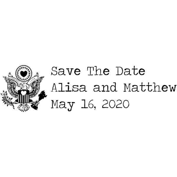 Eagle Heart Crest Save The Date Rubber Stamp