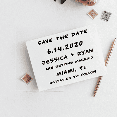 Handwritten Note Save The Date Rubber Stamp - alternate view