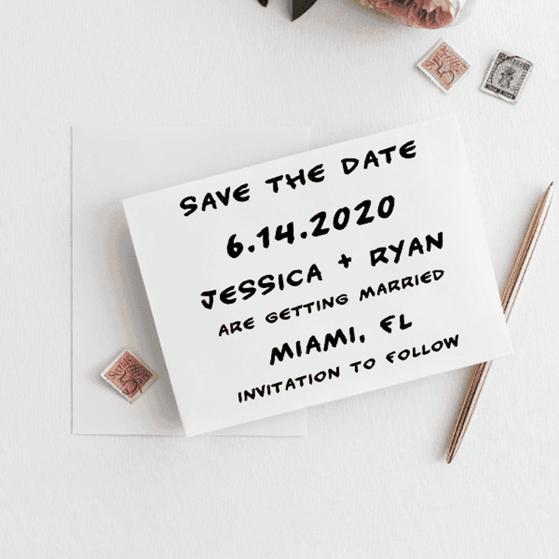 Handwritten Note Save The Date Rubber Stamp Imprint Example