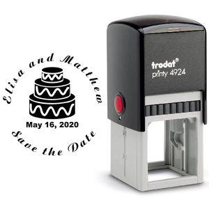 Cake Save The Date Rubber Stamp Body and Design