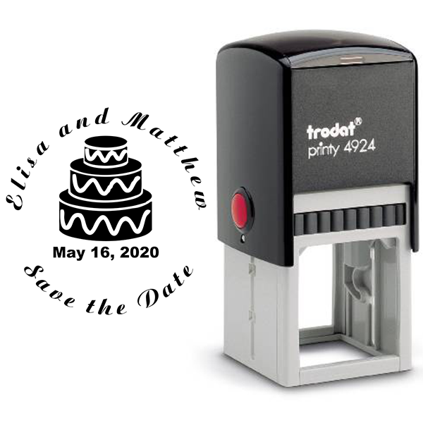 Cake Save The Date Rubber Stamp Body and Design