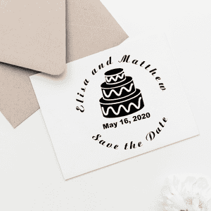 Cake Save The Date Rubber Stamp Imprint Example