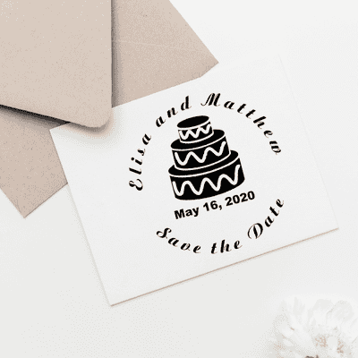 Cake Save The Date Rubber Stamp - alternate view