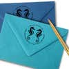Round Twin Seahorse Silhouette Custom Address Stamp Imprint Example