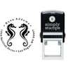 Round Twin Seahorse Silhouette Custom Address Stamp Body and Design