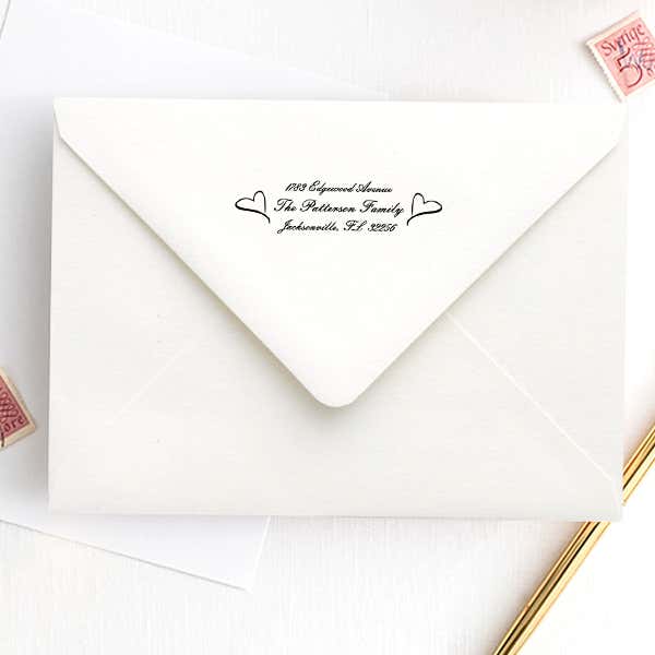 Twin Heart Custom Address Stamp Imprint Example
