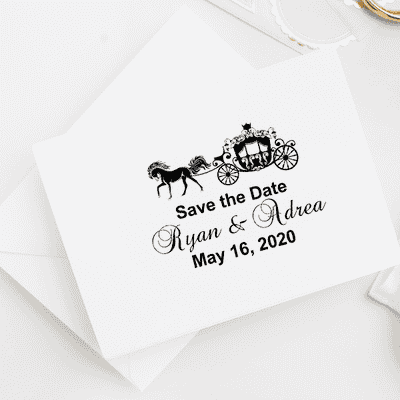 Fairytale Carriage Save The Date Rubber Stamp - alternate view