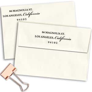 Simple Calligraphy Custom Return Address Rubber Stamp Imprint Example