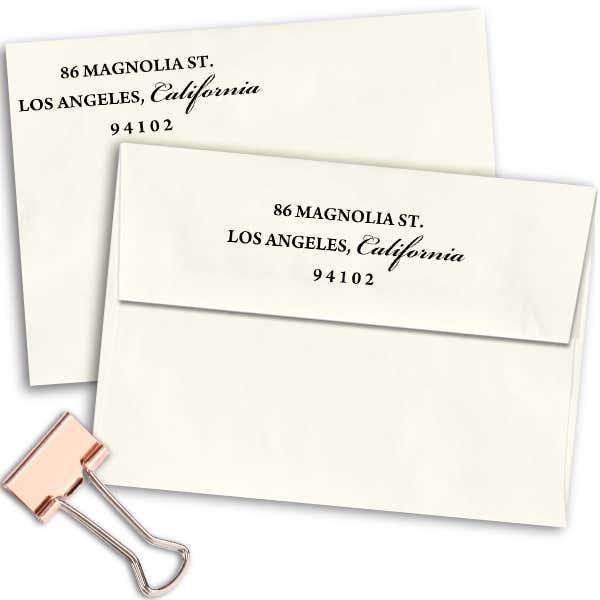 Simple Calligraphy Custom Return Address Rubber Stamp Imprint Example