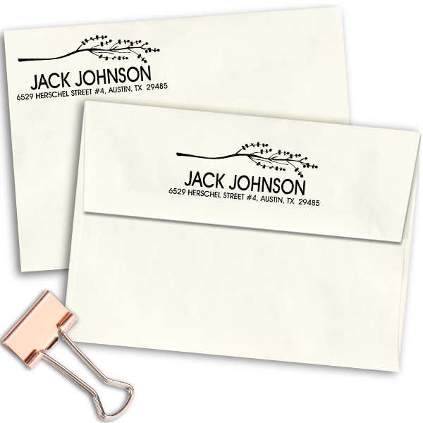 Decorative Tree Branch Custom Return Address Stamp Imprint Example
