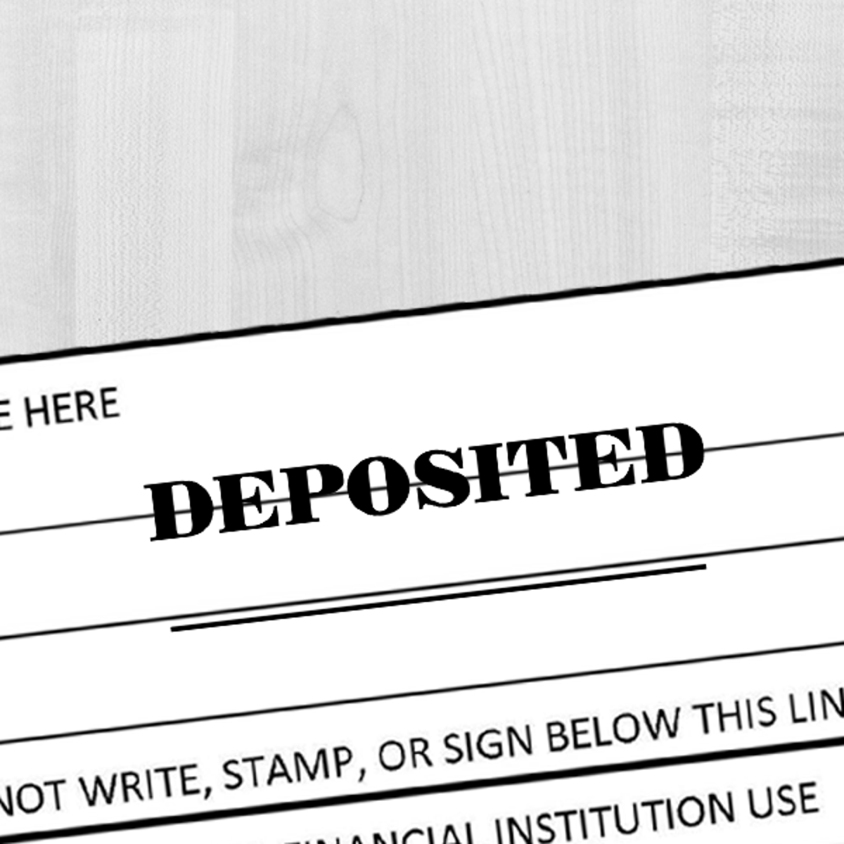 DEPOSITED Date Space Mobile Check Deposit Rubber Stamp Imprint Example