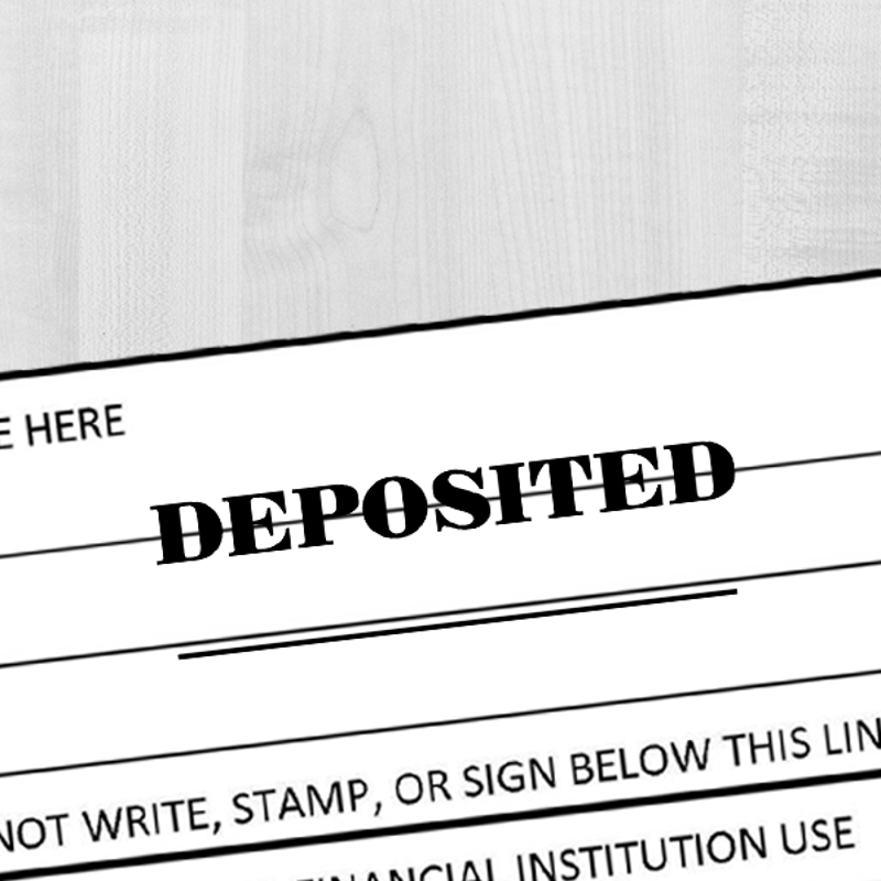 DEPOSITED Date Space Mobile Check Deposit Rubber Stamp Imprint Example