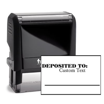 Custom DEPOSITED TO Date Space Mobile Check Deposit Rubber Stamp
