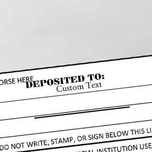 Custom DEPOSITED TO Date Space Mobile Check Deposit Rubber Stamp Imprint Example