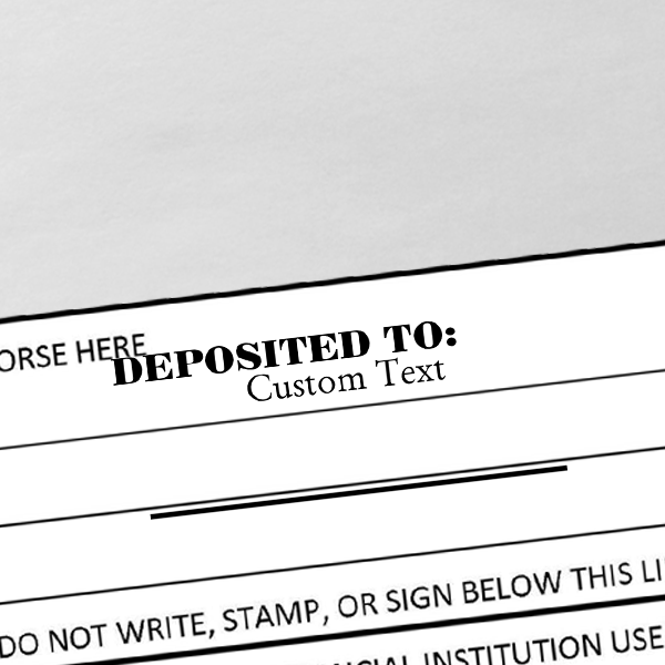 Custom DEPOSITED TO Date Space Mobile Check Deposit Rubber Stamp Imprint Example