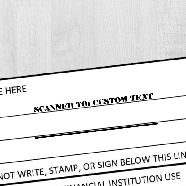 Custom SCANNED TO Paypal Date Space Mobile Deposit Rubber Stamp Imprint Example