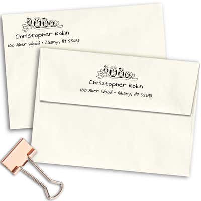 Owl Family Branch Return Address Stamp - alternate view