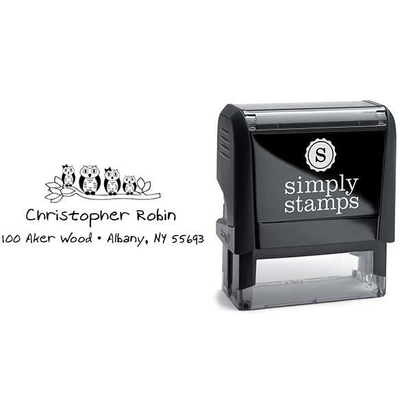 Owl Family Branch Return Address Stamp Body and Design