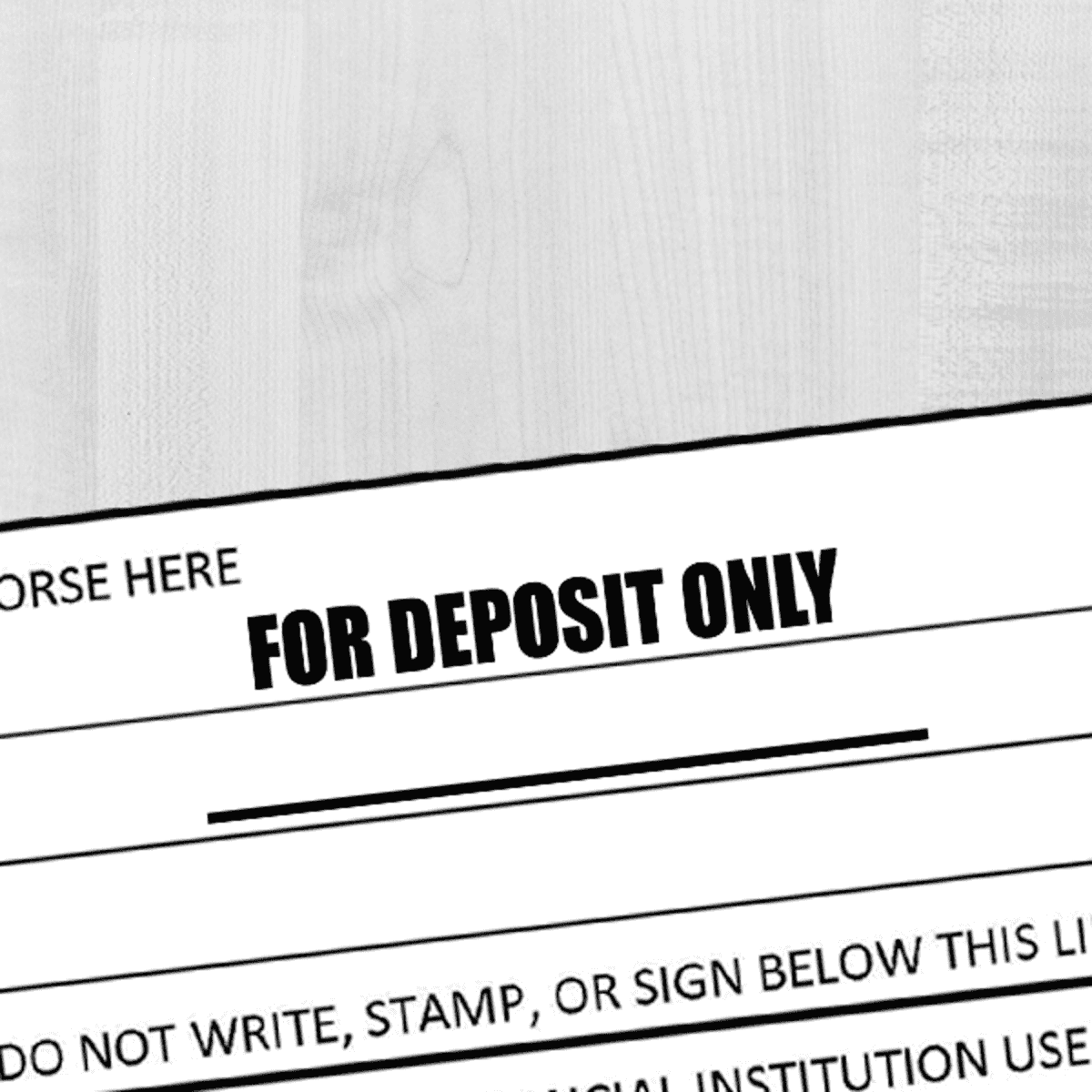 FOR DEPOSIT ONLY with Line Stock Stamp