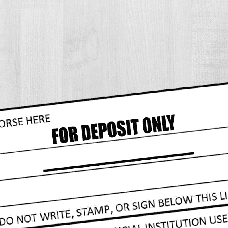 FOR DEPOSIT ONLY with Line Stock Stamp