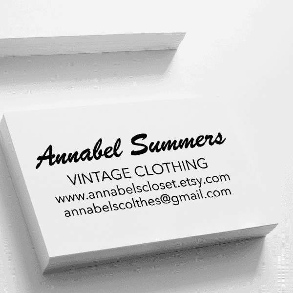 Bold Cursive Business Card Stamp Imprint Example
