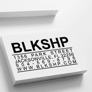 Bold Title Business Card Stamp Imprint Example