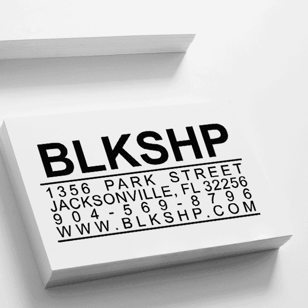 Bold Title Business Card Stamp Imprint Example