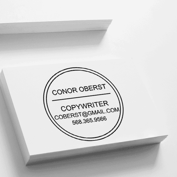 Circle Bordered Business Card Stamp Imprint Example