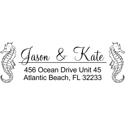 Cursive Seahorse Return Address Stamp