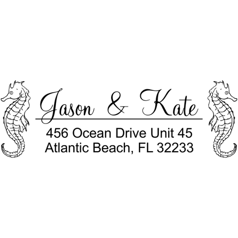Cursive Seahorse Return Address Stamp
