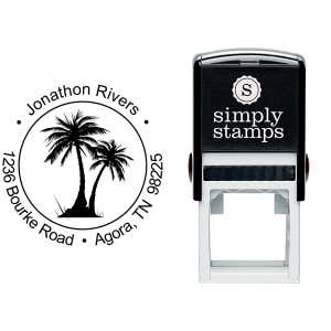 Palm Trees Round Address Stamp Body and Design