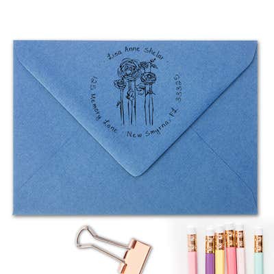 Flowers Sketch Custom Address Stamp - alternate view