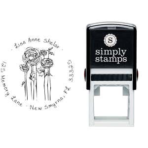 Flowers Sketch Custom Address Stamp Body and Design